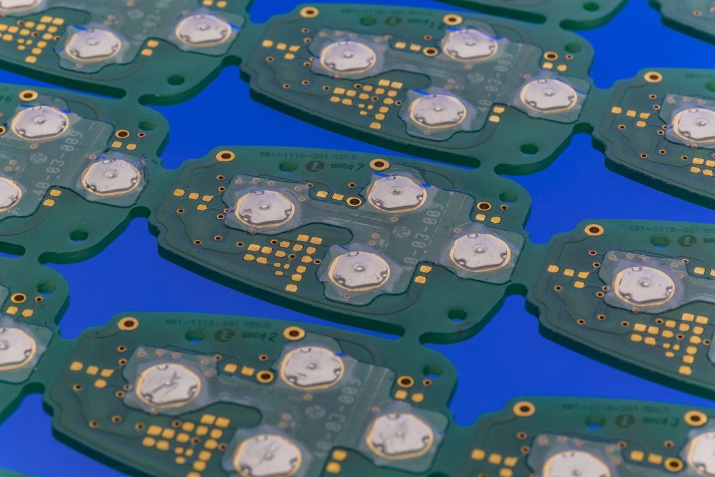 tactile metal dome switches on pcb with tape