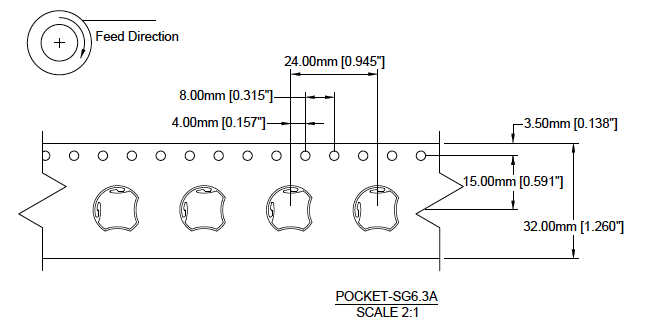 pocket in tape and reel feed direction