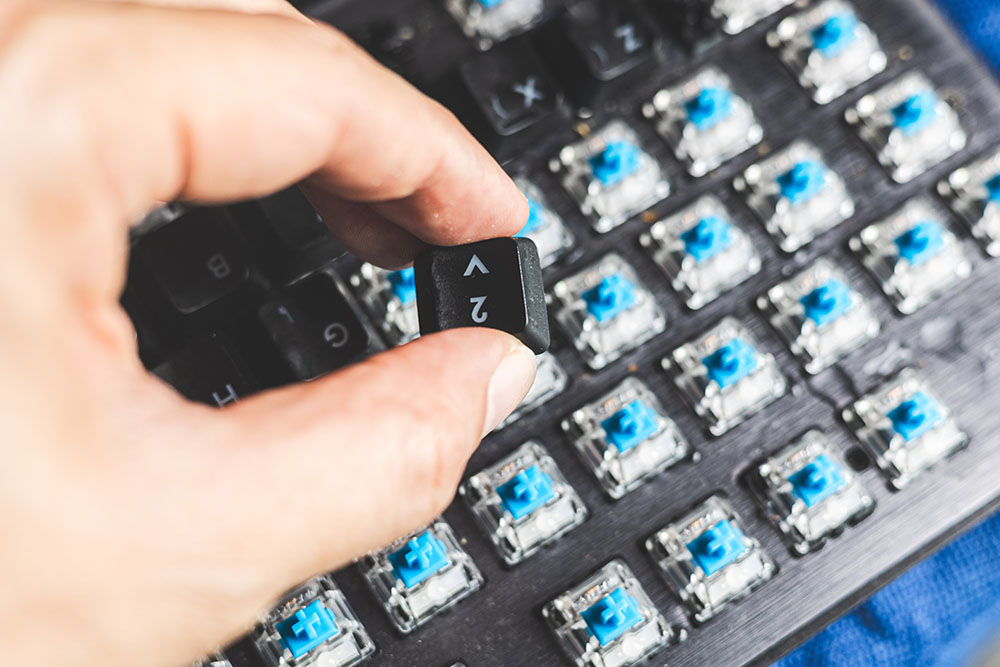 close up of keyboard switches
